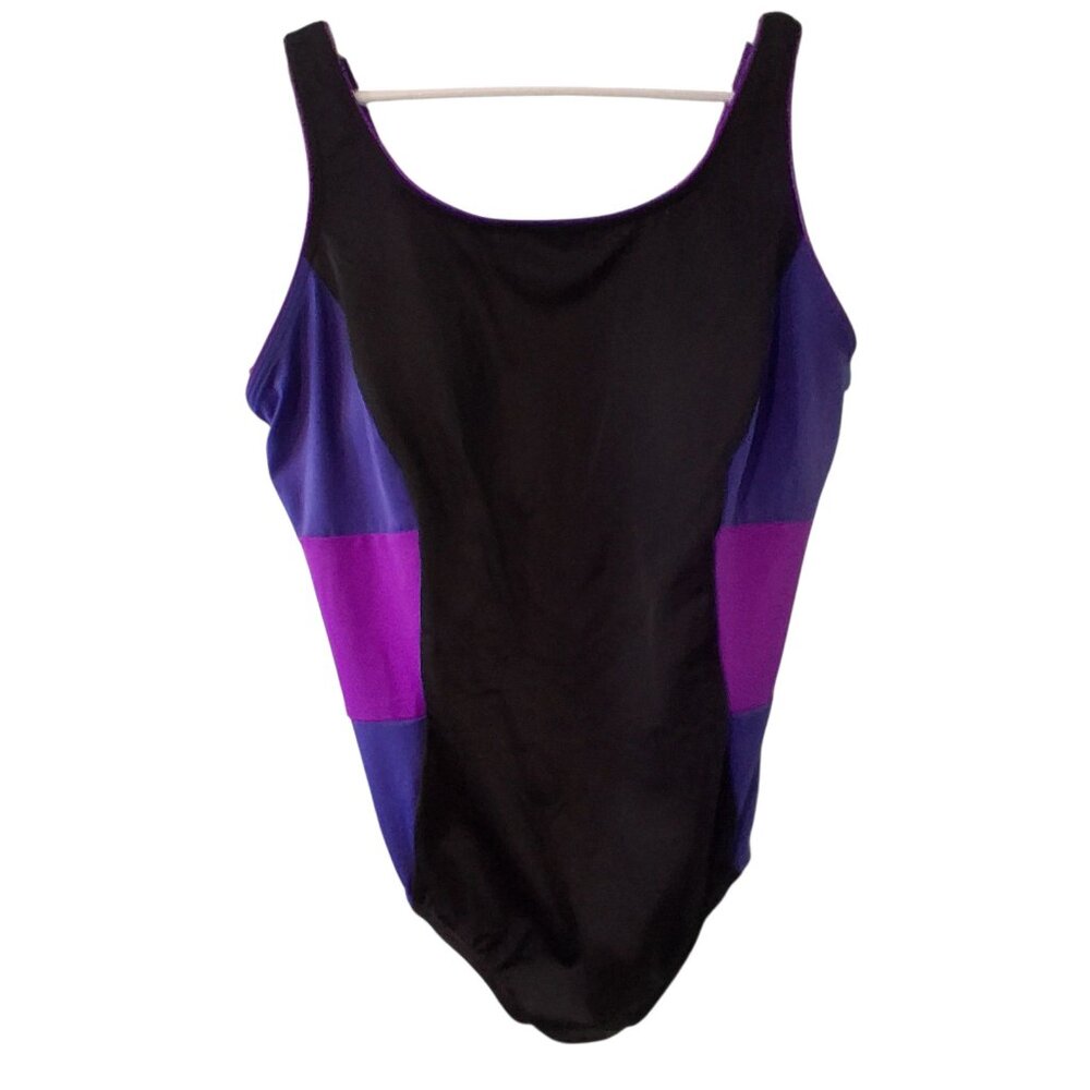 Lands End nwot new one piece swimsuit womens size 18W black purple